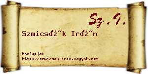 Szmicsák Irén névjegykártya